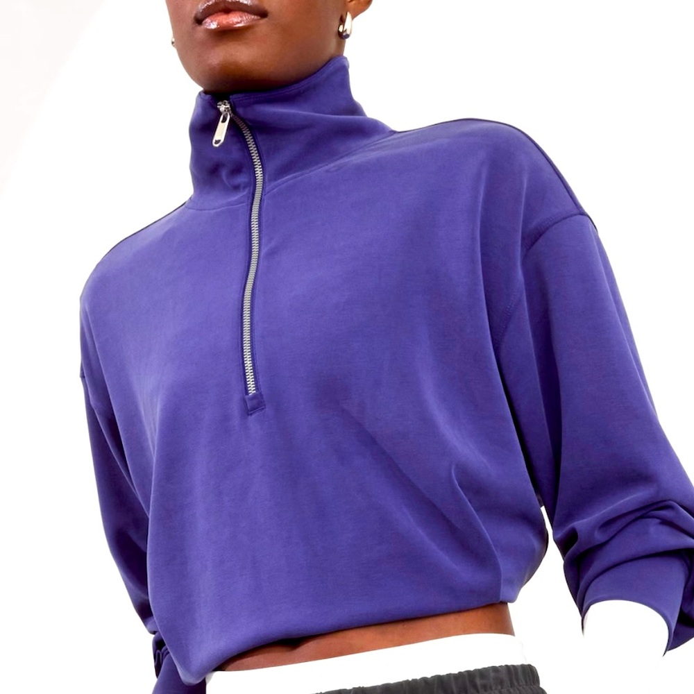 NWT Athleta 1/4 Zip Seasoft Bubble Hem Sweatshirt